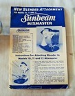  Vintage Sunbeam Mixmaster 12 Speed With Blender Malt Food Chopper Attachments 
