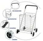 Folding Shopping Cart Utility Trolley Portable For Grocery Laundry Travel Black