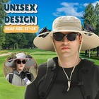 Men Women Outdoor Wide Brim Sun Hat With Solar Fan Uv Protection Fishing Hiking