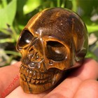 2   Natural Tiger Eye Skull Quartz Crystal Carved Skull Gem Reiki Healing