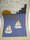 Mcm Vintage Hanhisalon Kutomo Oy Woven Finnish Wall Hanging Sailboat Beach lake