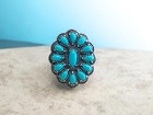 Carolynn Pollack American West Turquoise Cabochon Flower Sterling Silver Ring