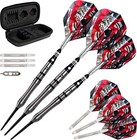 Steel Tip Darts 95  Tungsten 22 Gram Scalloped Grip Aluminum Shafts Flights Case