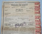 1947 48 Philippines Internal Revenue Manila Privilege Tax Receipt W  Stamps 