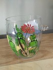 Vintage Mid Century Clear Glass Hand Painted Ice Bucket Frog Band Design