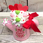 Valentine s Day   love Grows Here  Ceramic Watering Can Tiered Tray Decoration