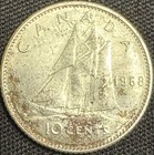 Canada - 1968 - 10 Cents - 50  Silver Coin - Asw  0375oz - Queen Elizabeth Ii