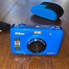 Nikon Coolpix S30 Waterproof Shock Proof Camera Blue Floaty Strap Case Perfect