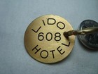 Greece Lido Hotel Vintage Super Rare Room No 608 Brass Key Fob W key
