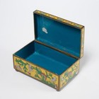Antique Chinese Yellow Cloisonne Brass Trinket Keepsake Floral Jewelry Box 5 l