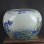 9 2 china Blue White Doucai Contrasting Colors Porcelain Kylin Qilin Brushwasher
