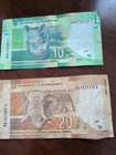 South Africa Banknote 20 Rand And 10 Rand Ungraded Circulated 