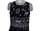 Bila Vintage Cat   Dog Print Dress Drop Waist W Pockets  Crinkle Rayon M