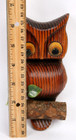 Vintage Carved Wood Owl Felt Eyes Wall Hanging Hand Crafted Mcm Decor