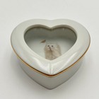 Vtg Otagiri Bob Harrison Heart Kitten Cat Trinket Box Valentine Glass Lid Japan