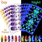 168 Pcs 12 Sheets Goth Full Wrap Nail Stickers  Luminous Style Gothic Nail Po
