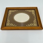 Vintage Ornate Wood Picture Frame Brown Oval Mat Gold Floral Filigree Wall Decor