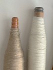 4 - Vintage Wooden Spindles Spools Bobbins Quills W thread One Empty Spindle
