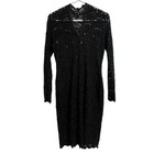 Marina Black Lace Sequin Cocktail Dress Size 8 Long Sleeve Y2k Evening Party 