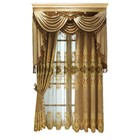 Luxury European Chenille Embroider Yellow Room Valance Curtain Tulle M1593 