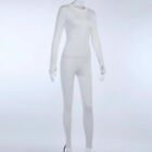 Women Long Sleeve Bodysuit Jumpsuit Zip Playsuit Catsuit Leotard Sport Yoga Slim