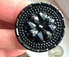 Large Antique Molded Shiny Black Glass Button  circle Of Hearts  1-1 4  a31