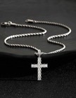 Silver Plated Cross Crystal Pendant Rope Chain Necklace 45cm
