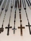 16 Antique Rosary   s 60   s 70   s Silver  Crystal  Plastic  Wood Beads Perfect