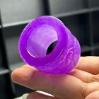 Nature Ice Purple Burmese Jade Jadeite Dragon Lucky Amulet Archery Thumb Rings