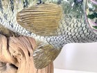 Vintage Dan Brown Hand Carved Bass Fish Sculpture Driftwood Signed Folk Art 17   