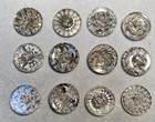 12 Vintage Czech Glass Buttons Clear W  Silver Luster Excellent Condition 15 16   