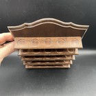 Vtg Wooden Thimble Display Wall Hanging 5 Shelf Rack Display 25 Thimbles  thimbl