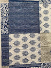 3-piece King  Size Printed Patchwork  Quilt Set - Navy Flower Floral Strip