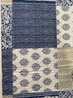 3-piece Queen Size Printed Patchwork Cotton Quilt Set - Navy Flower Floral Strip