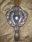 Antique  Silver Hand Mirror Victorian Vanity Floral Art Nouveau Repousse