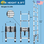 8 5 Ft Multi Purpose Telescoping Ladder Folding Extension Step Ladder With Hooks