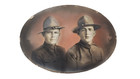 Wwi Oregon N g  41st Sunset Div  Two Soldiers Oval Photo Frame Bubble Glass