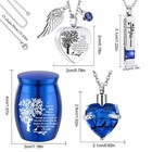 Cremation Urn Necklace For Ashes Set Of 6 - Stainless Steel Mini Urns