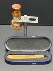 Dovo Solingen Shaving Set Kit Straight Razor   Brush   Stand   Case - Olive Wood