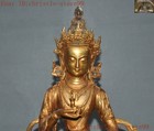 Tibetan Buddhism Bronze 24k Gold Gilt Vajrasattva Kwan-yin Guanyin Buddha Statue