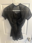 Girls Romper One Piece Dance Short Sleeve Power Mesh Tie Waist Child L Large