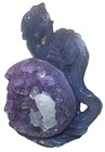 Amethyst Purple Crystal Cluster Geode Display Specimen Carved Dragon Stand