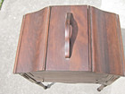Vintage Federal Style Wood Sewing Cabinet Stand W Drawer  Sheraton Legs   Lid