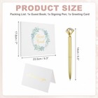 9 3x7  Green Wreath Cover Guest Book With Diamond Signing Pen And Greeting Card