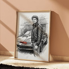 Knight Rider Michael Knight Drawing Sketch Print 8  X 10   Knight Rider Wall Art