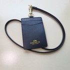 Coach Leather Id Lanyard Card Case Holder Black Style 57311 New