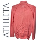 Athleta Fast Track Coral Ruched Quarter Zip Pullover Top Base Layer Medium