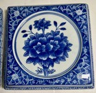 2 Vtg Mcm Dechang Taoci Blue White Floral Porcelain Teapot Trivet Mid Century