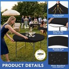 Fitted Round Table Covers 60 Inch-2 Pack Black Elastic Spandex Table Cloth