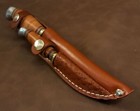 Marbles 2 Fixed Blade Stacked Leather Handle Hunting Set W dual Leather Sheath